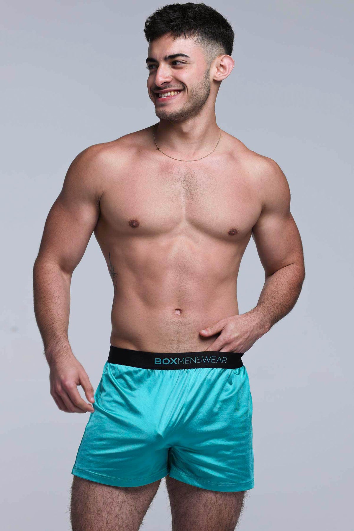 Stained Boxers Satin Boxers - Deep Aqua – Box Menswear