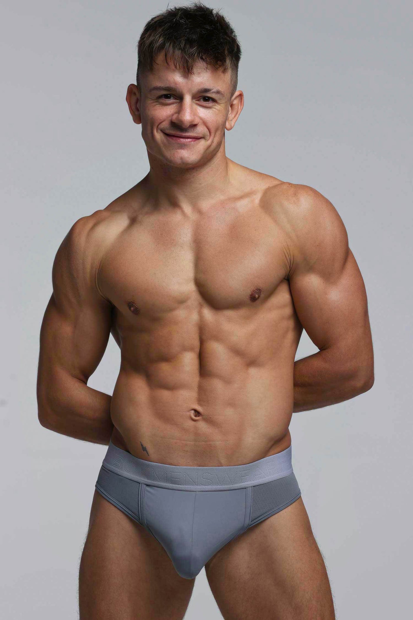 Mesh Panel Briefs - Regal Grey