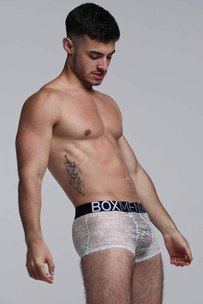 All Over Lace Boxers - White Heat