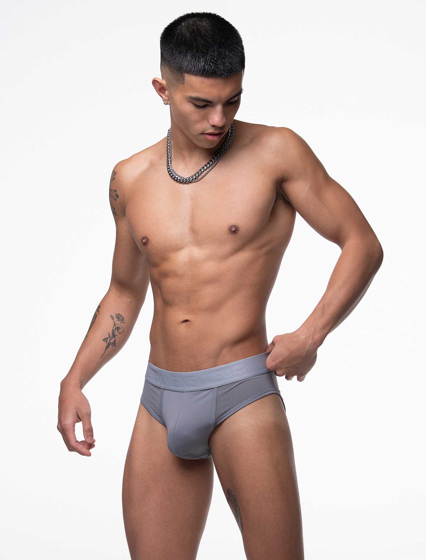 Mesh Panel Briefs - Regal Grey