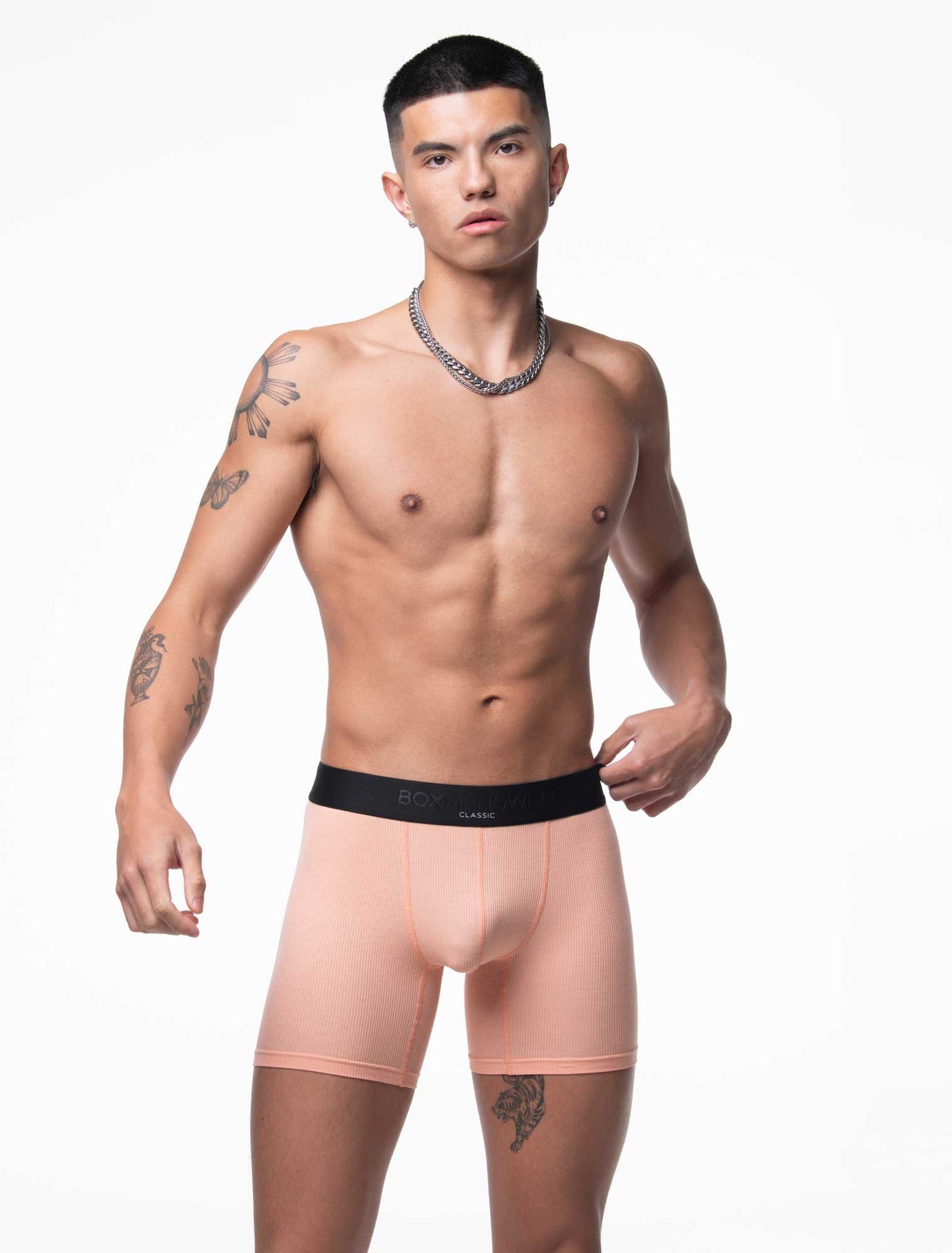 Mens Classic Ribbed Boxers - Peach