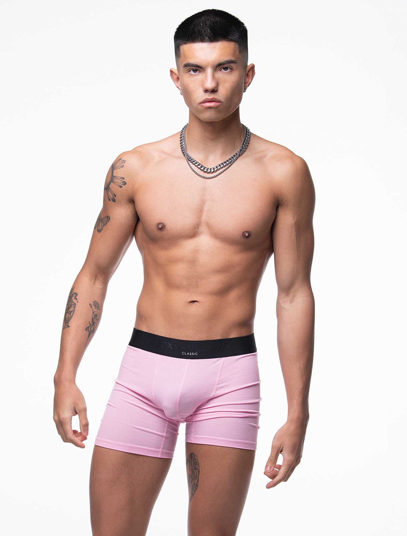 Mens Classic Ribbed Boxers - Pink