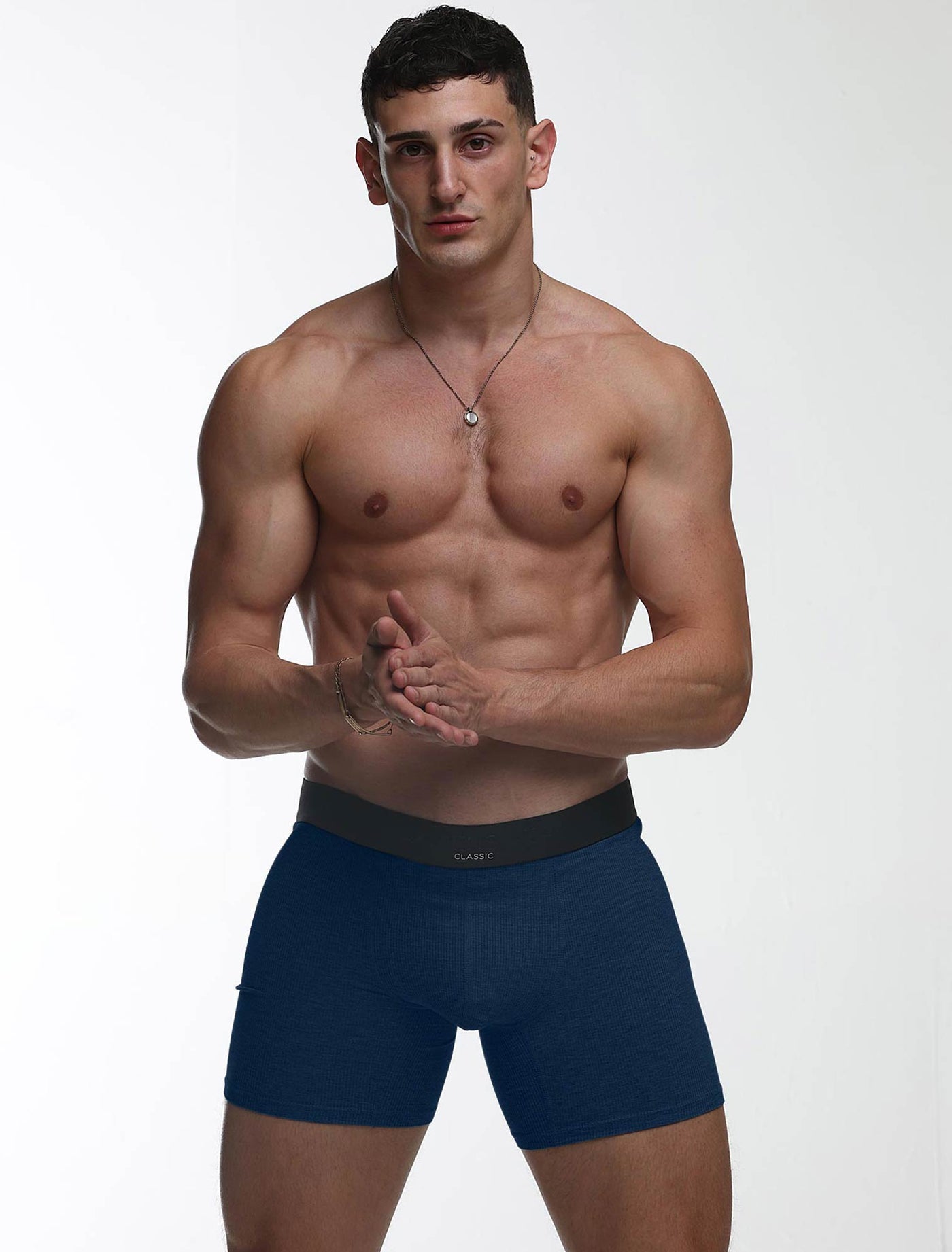 Mens Classic Ribbed Boxers - Navy