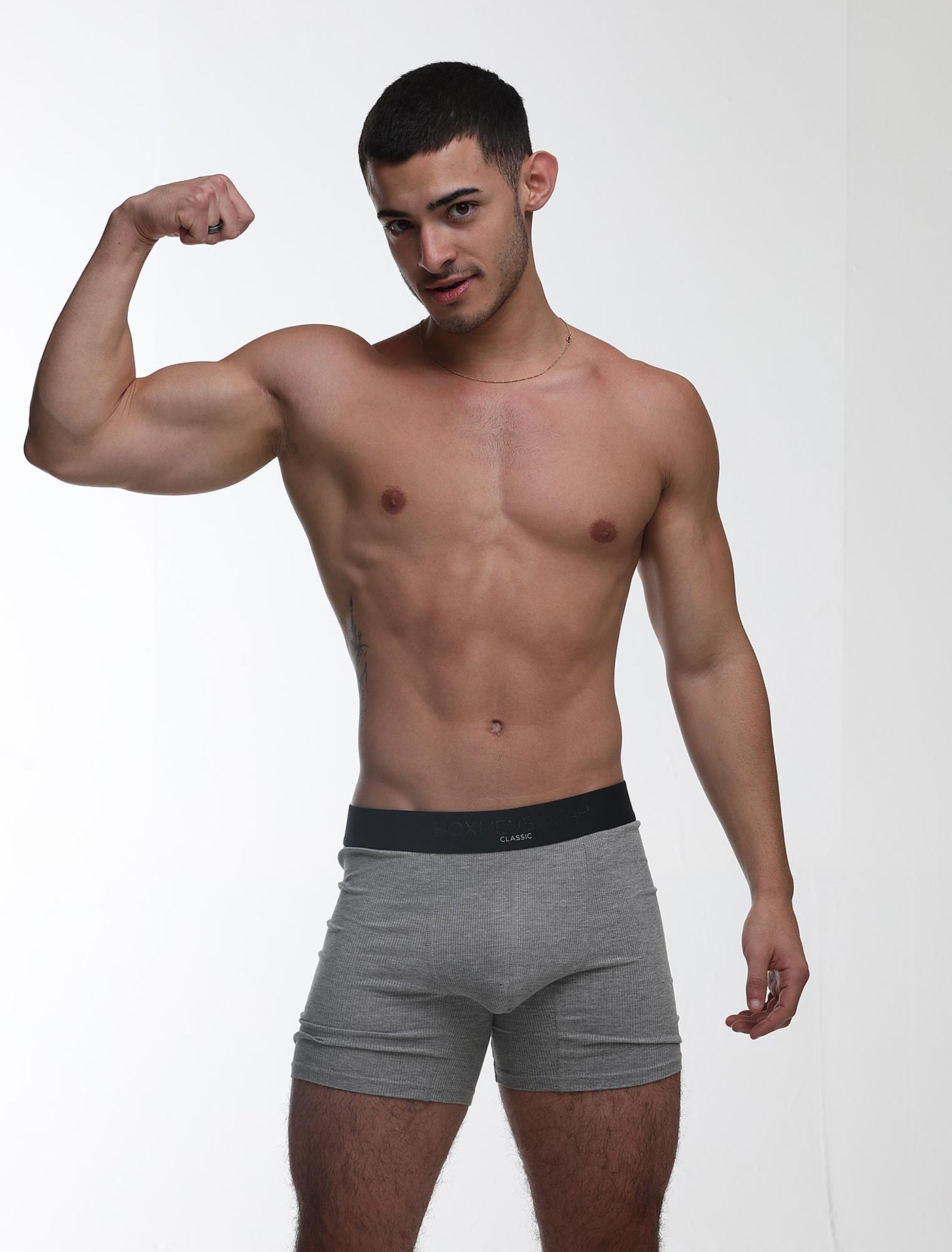 Mens Classic Ribbed Boxers - Grey
