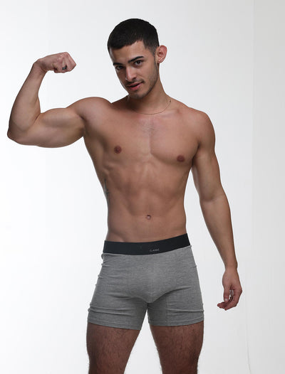 Mens Classic Ribbed Boxers - Grey