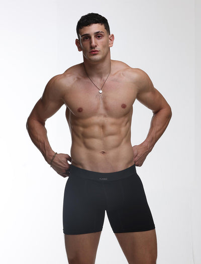 Mens Classic Ribbed Boxers - Black