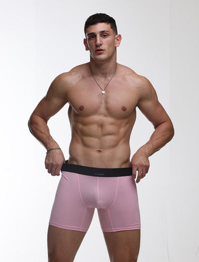 Mens Classic Ribbed Boxers - Pink