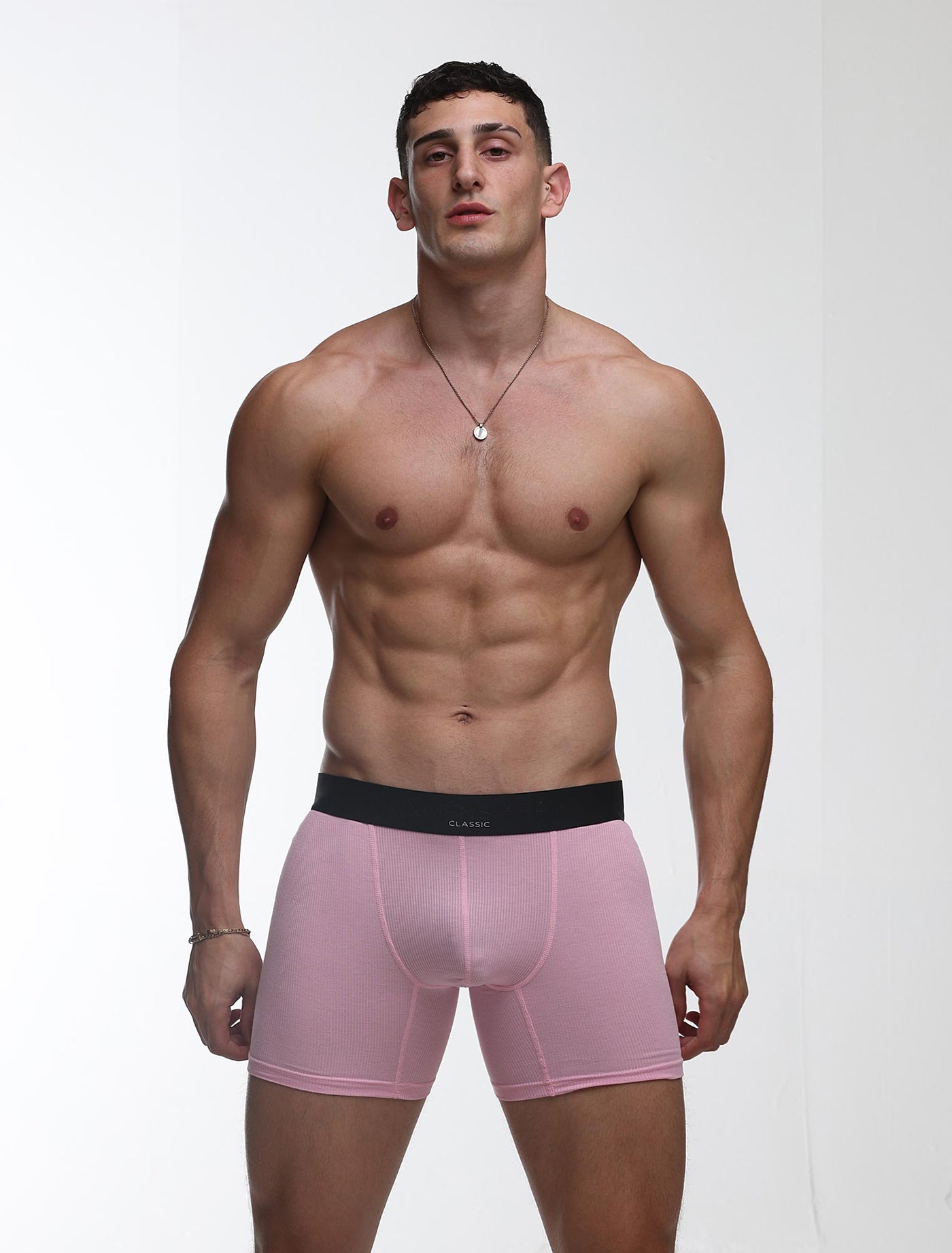 Mens Classic Ribbed Boxers - Pink