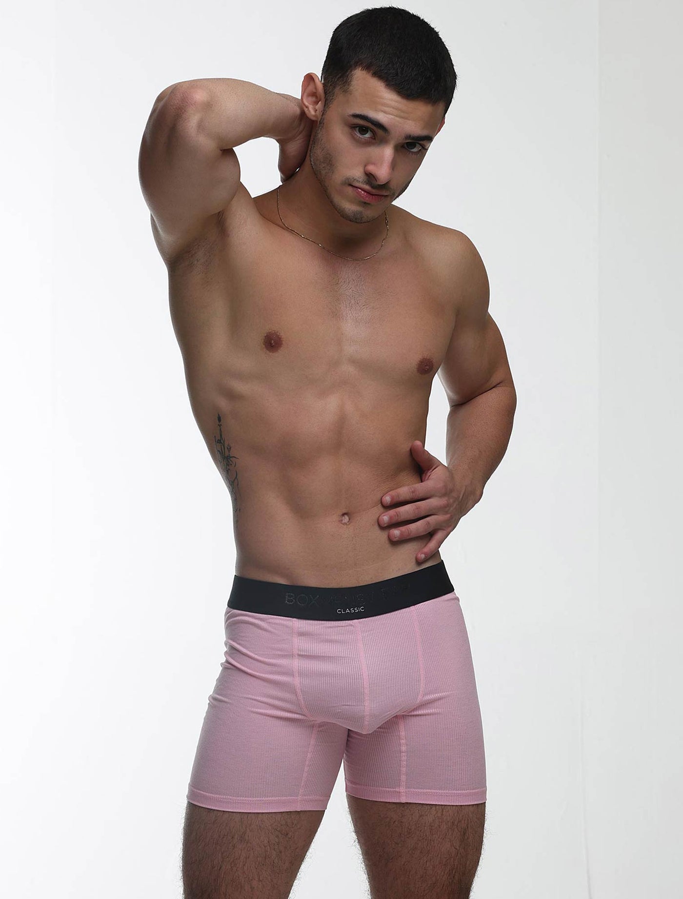 Mens Classic Ribbed Boxers - Pink