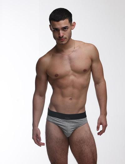 Mens Classic Ribbed Briefs - Grey
