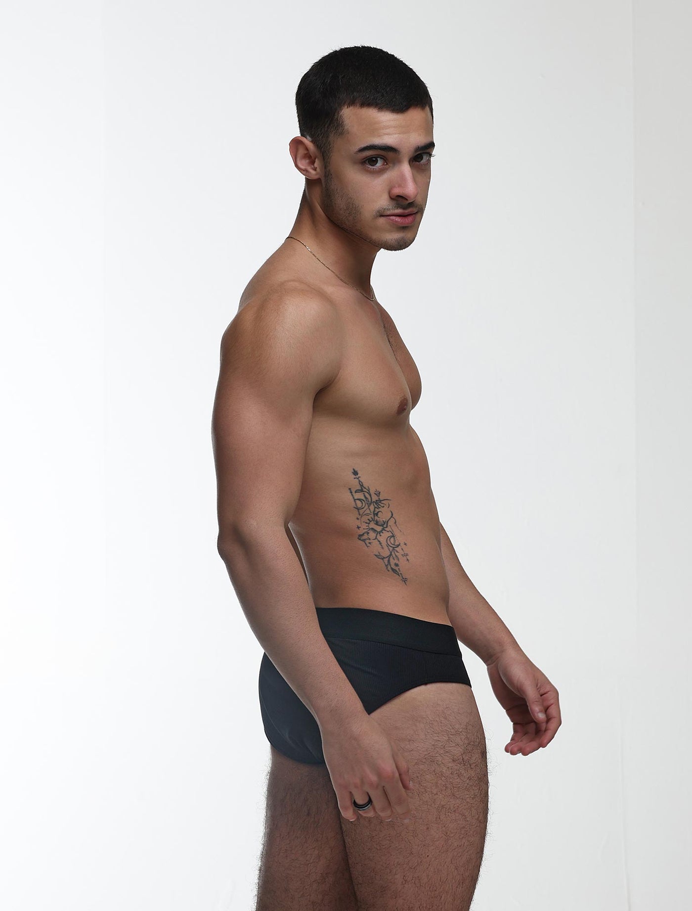 Mens Classic Ribbed Briefs - Black