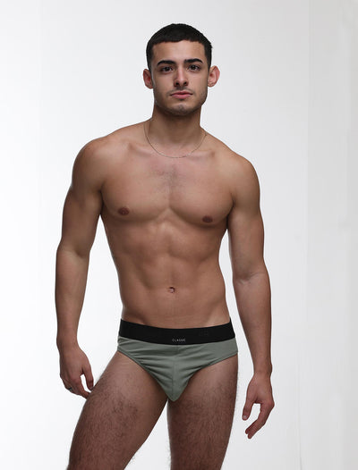 Mens Classic Ribbed Briefs - Green