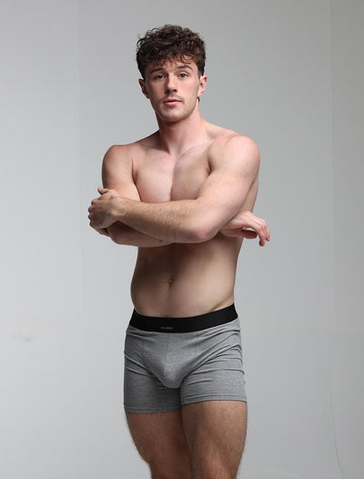 Mens Classic Ribbed Boxers - Grey