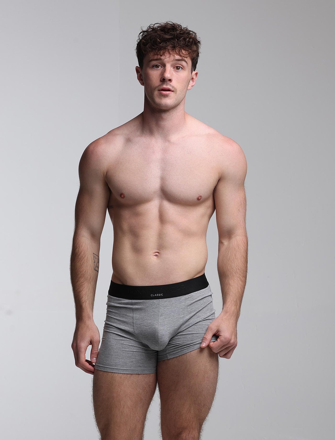 Mens Classic Ribbed Boxers - Grey