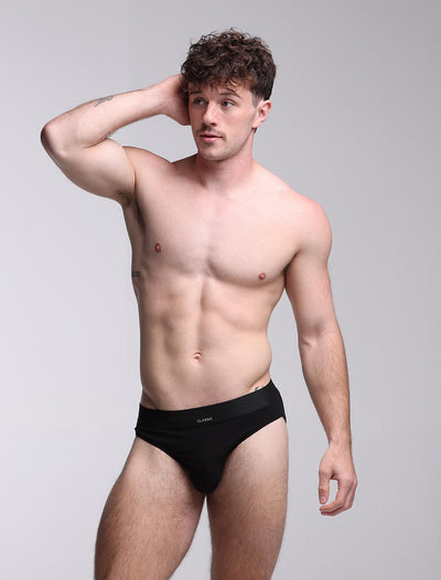 Mens Classic Ribbed Briefs - Black