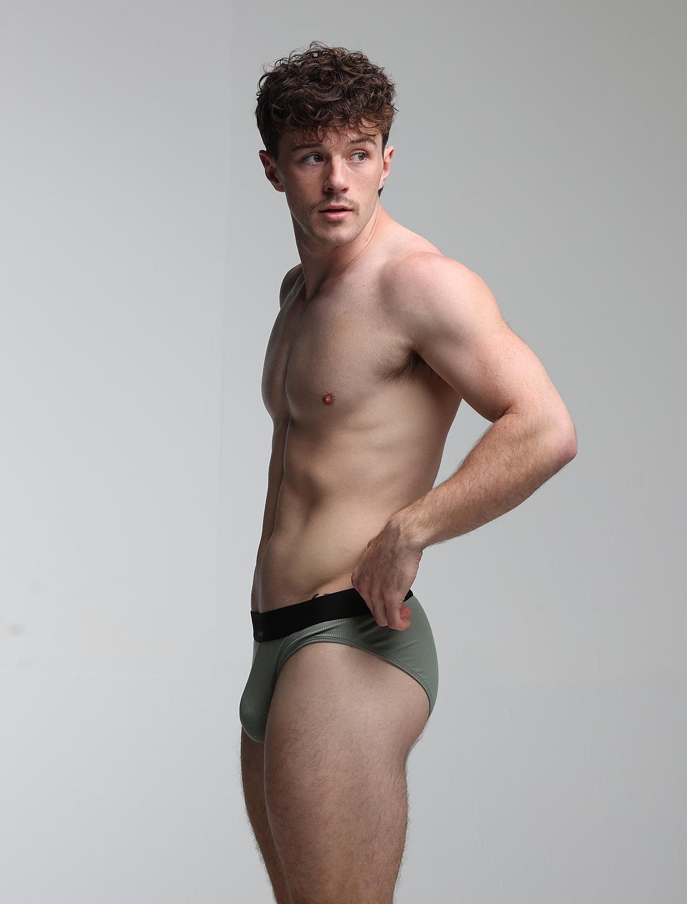 Mens Classic Ribbed Briefs - Green