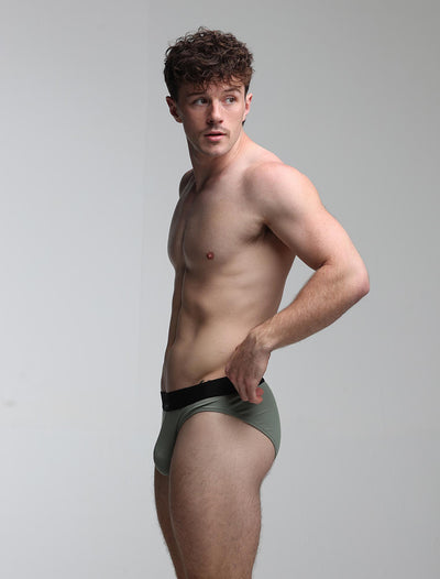 Mens Classic Ribbed Briefs - Green