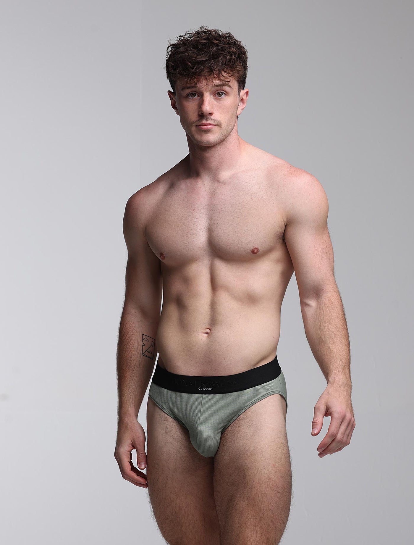 Mens Classic Ribbed Briefs - Green