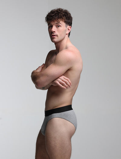 Mens Classic Ribbed Briefs - Grey