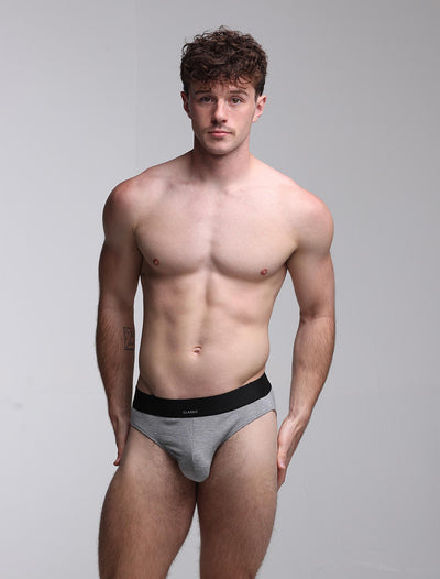 Mens Classic Ribbed Briefs - Grey