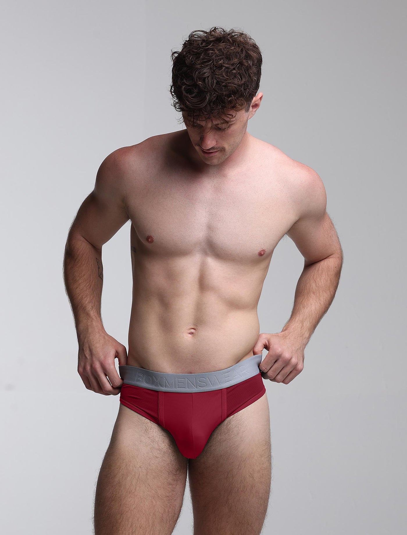Mesh Panel Briefs - Burgundy Bordeaux