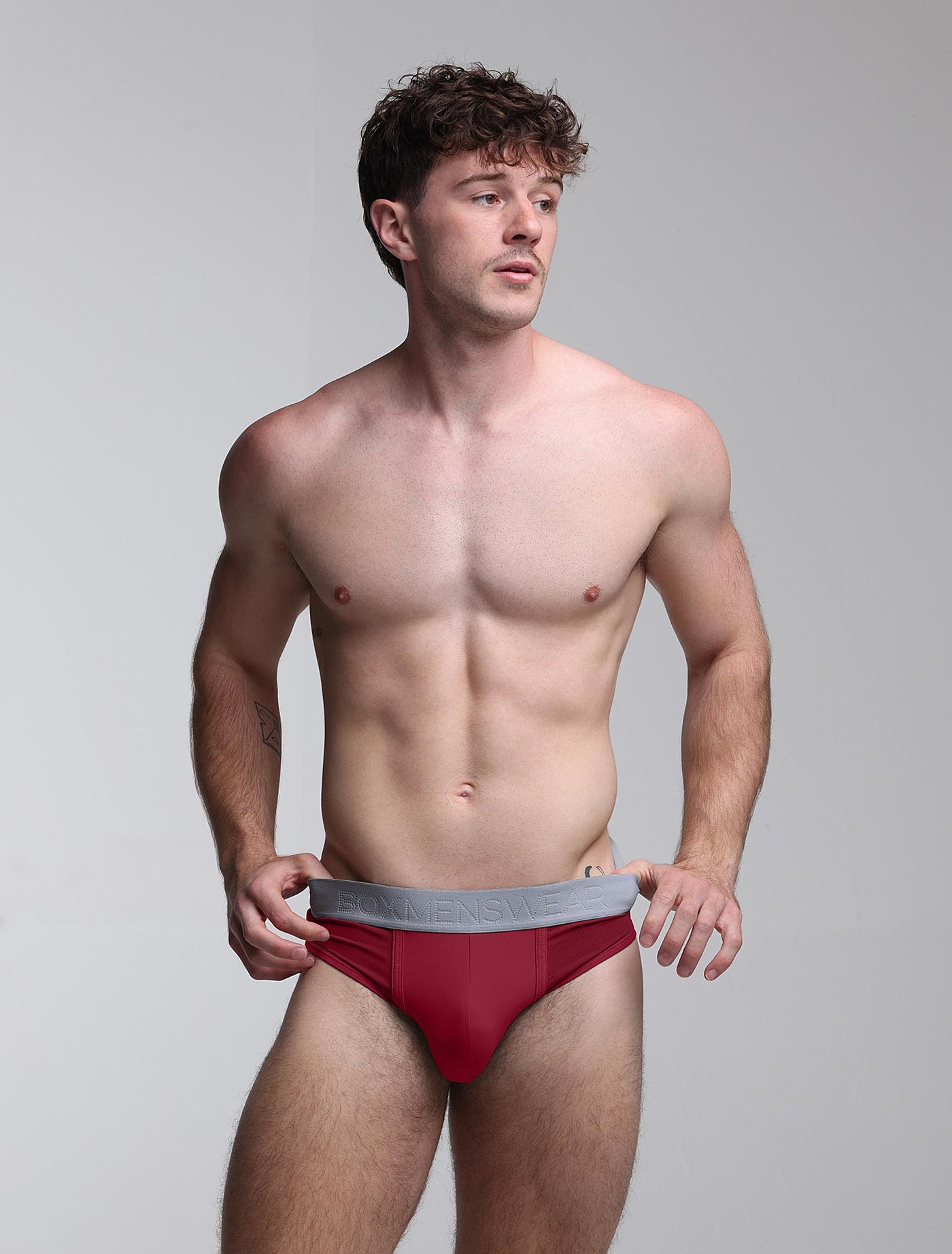 Mesh Panel Briefs - Burgundy Bordeaux