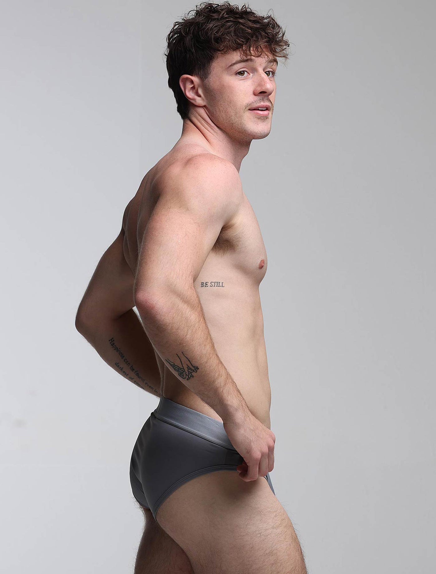 Mesh Panel Briefs - Regal Grey