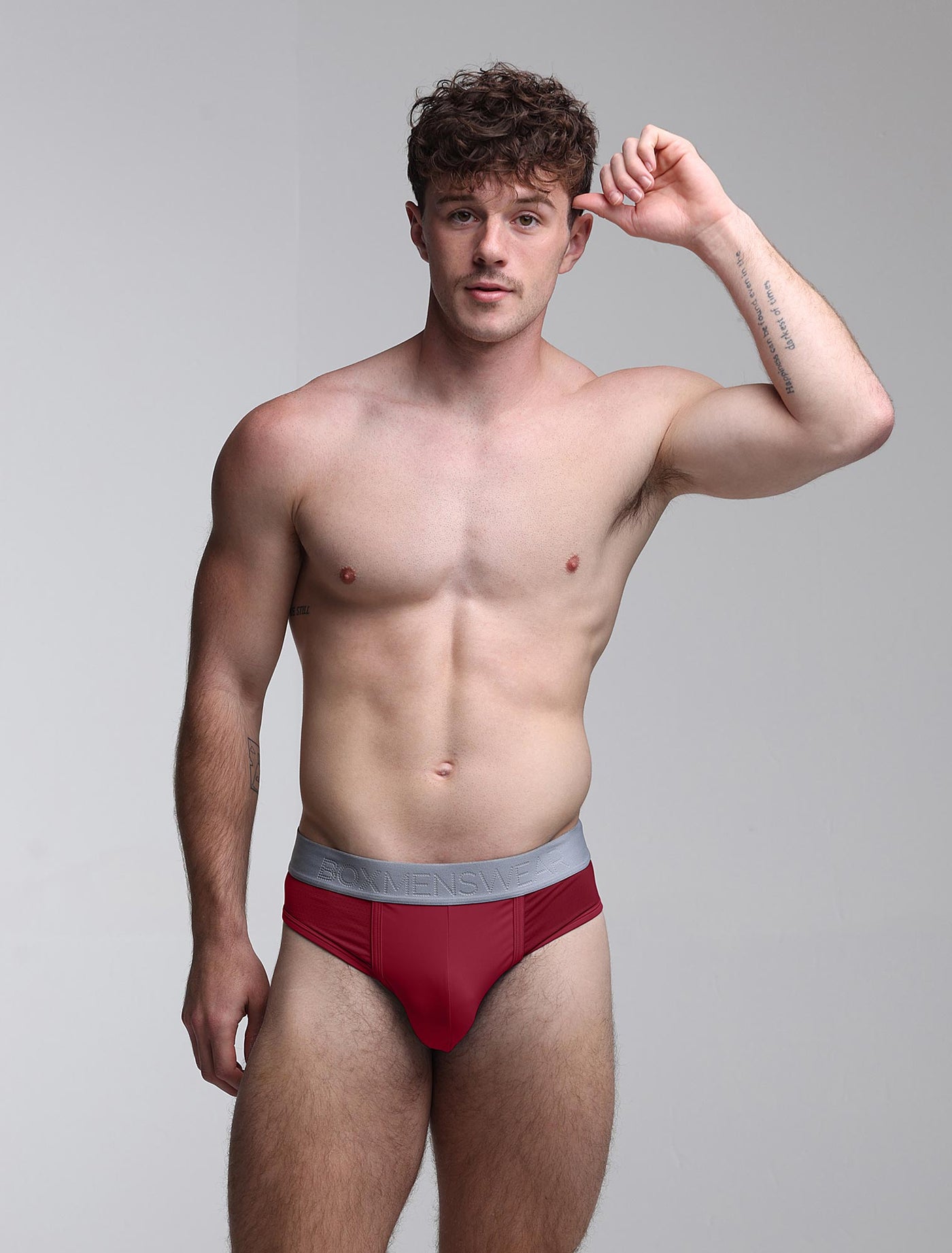 Mesh Panel Briefs - Burgundy Bordeaux