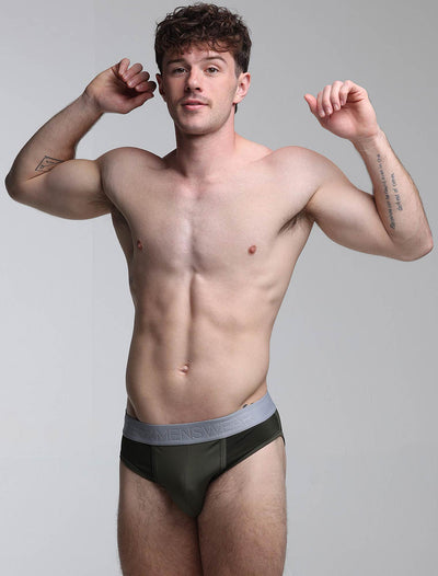 Mesh Panel Briefs - Château Green