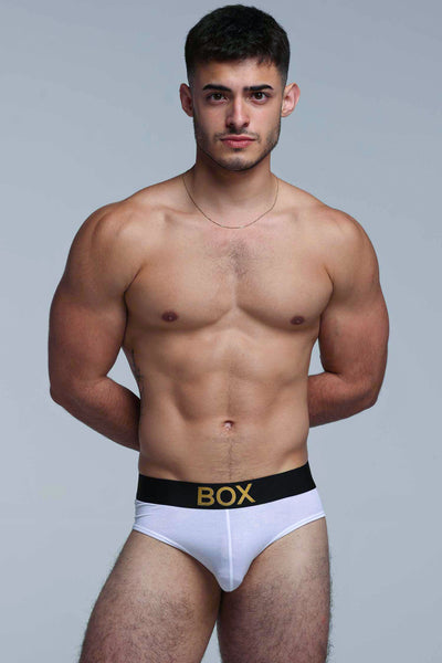 Metallic Modal Briefs - White & Gold