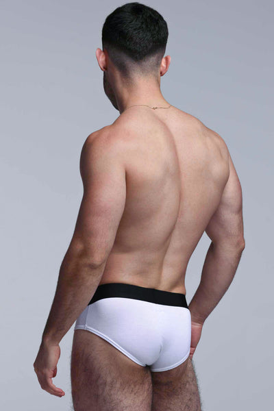 Metallic Modal Briefs - White & Silver