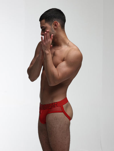 Totally Transparent Varsity Mesh Jockstrap - Direct Red