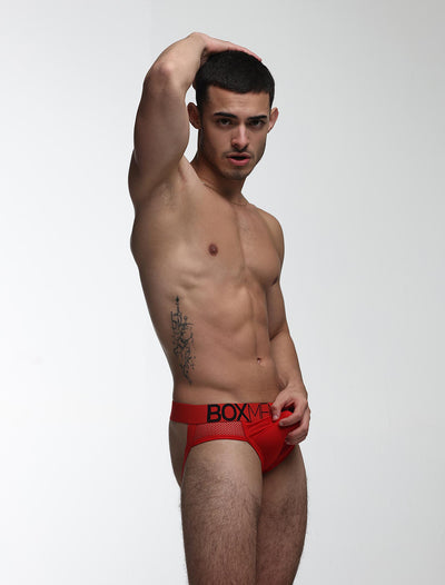 Totally Transparent Varsity Mesh Jockstrap - Direct Red