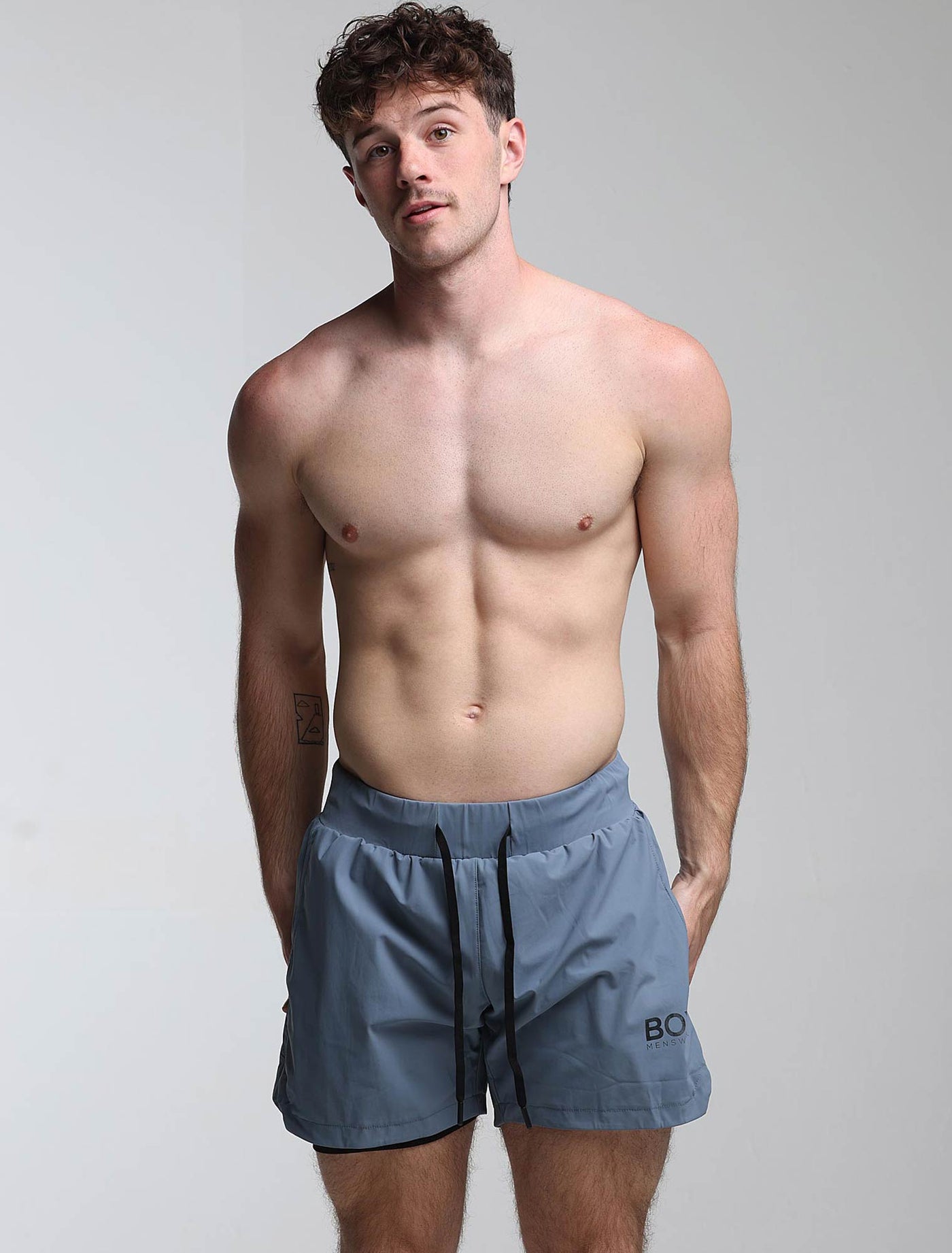Mens Double Layer Sports Shorts - Charcoal
