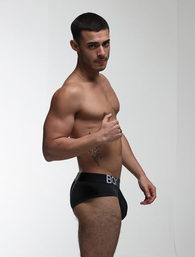 Mens Hipster Trunks: Defined Crotch - Black