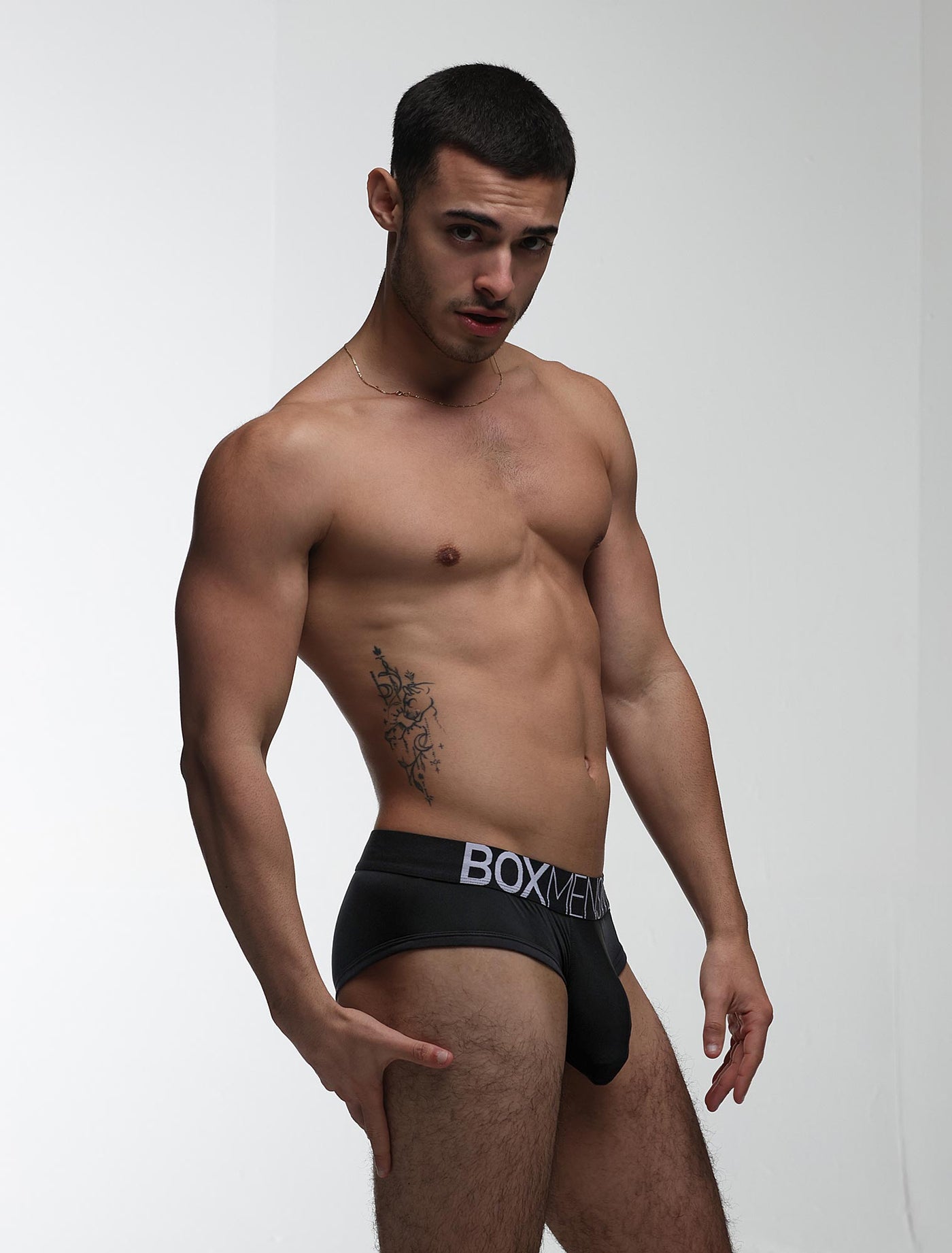 Mens Hipster Trunks: Defined Crotch - Black