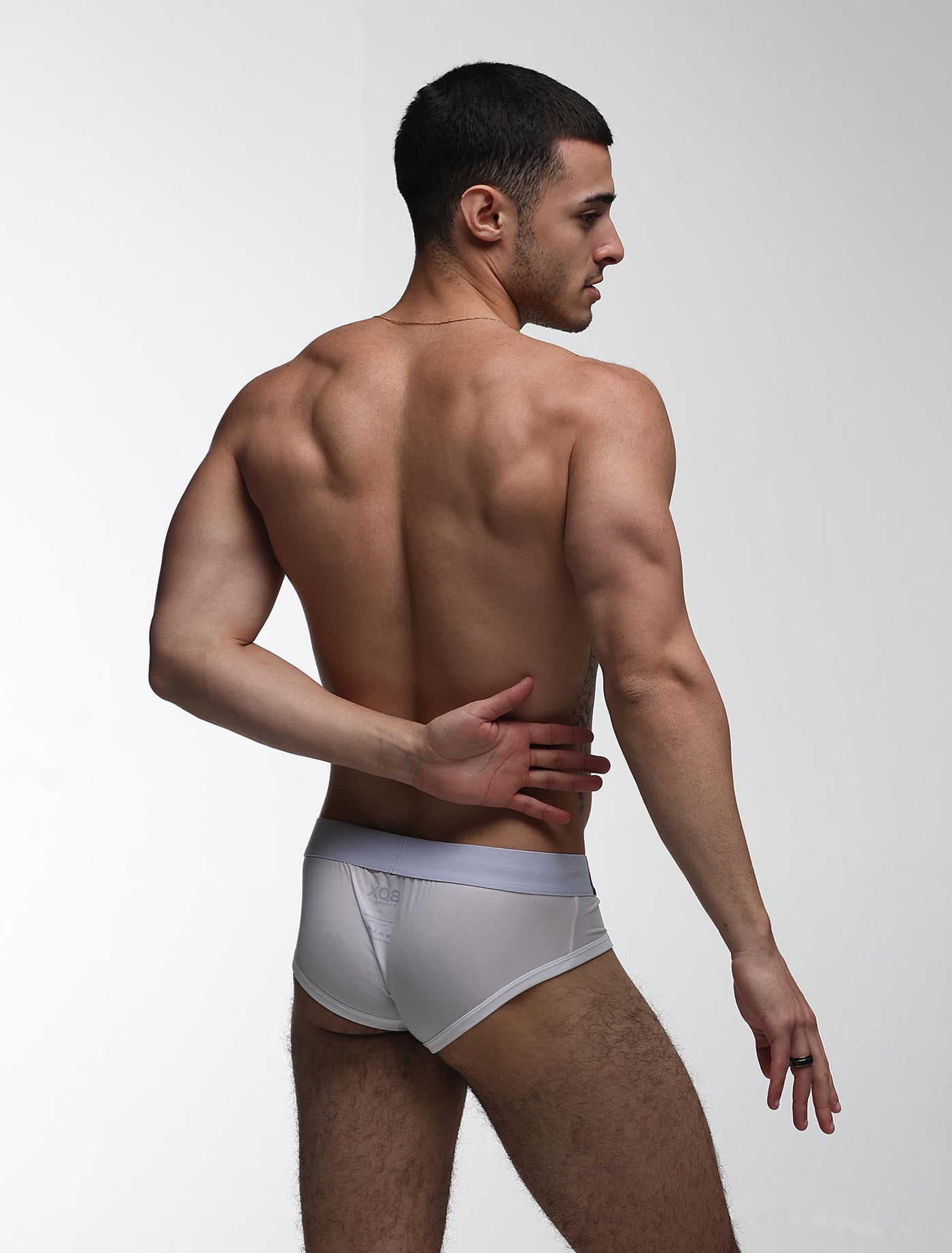 Mens Hipster Trunks: Defined Crotch - White