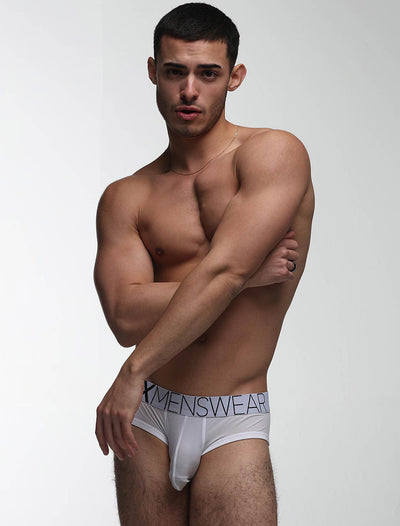 Mens Hipster Trunks: Defined Crotch - White