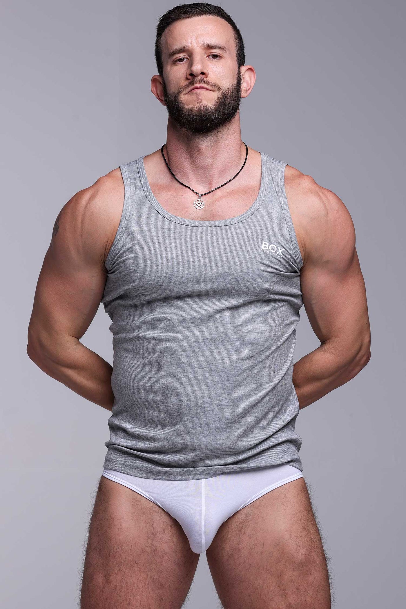 Mens Essential Ribbed Vest - Grey