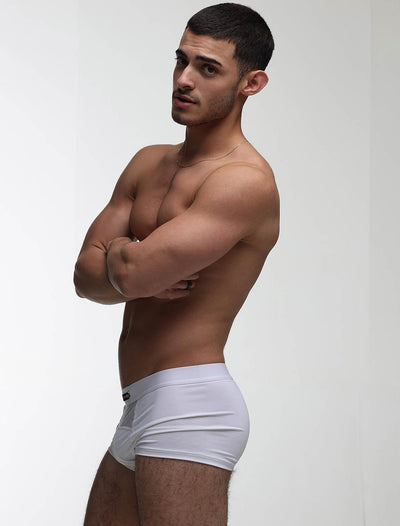Mens Curved Mesh Boxers - White