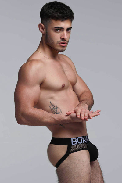 Totally Transparent Varsity Mesh Jockstrap - Direct Black