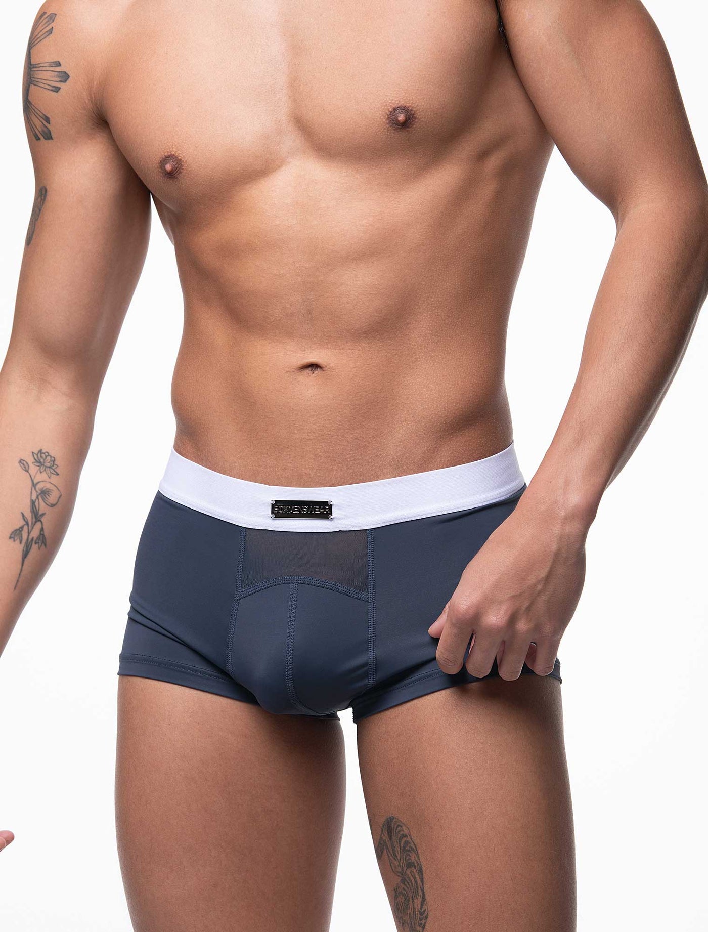 Mens Curved Mesh Boxers - Navy