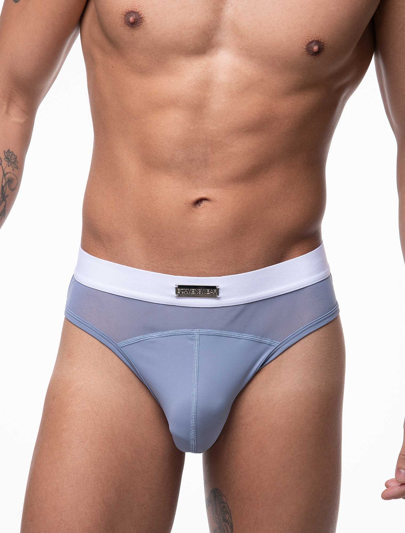 Mens Curved Mesh Briefs - Blue