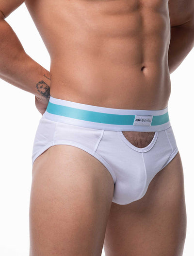 Mens Cut-Out Briefs - White