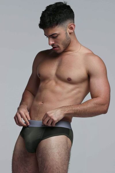 Mesh Panel Briefs - Château Green