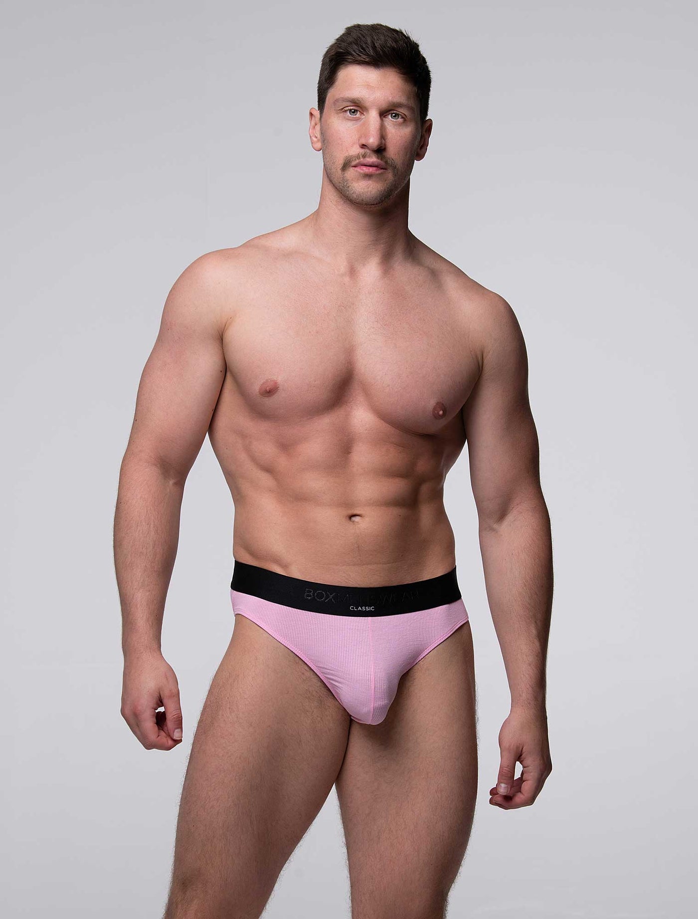 Mens Classic Ribbed Briefs - Pink