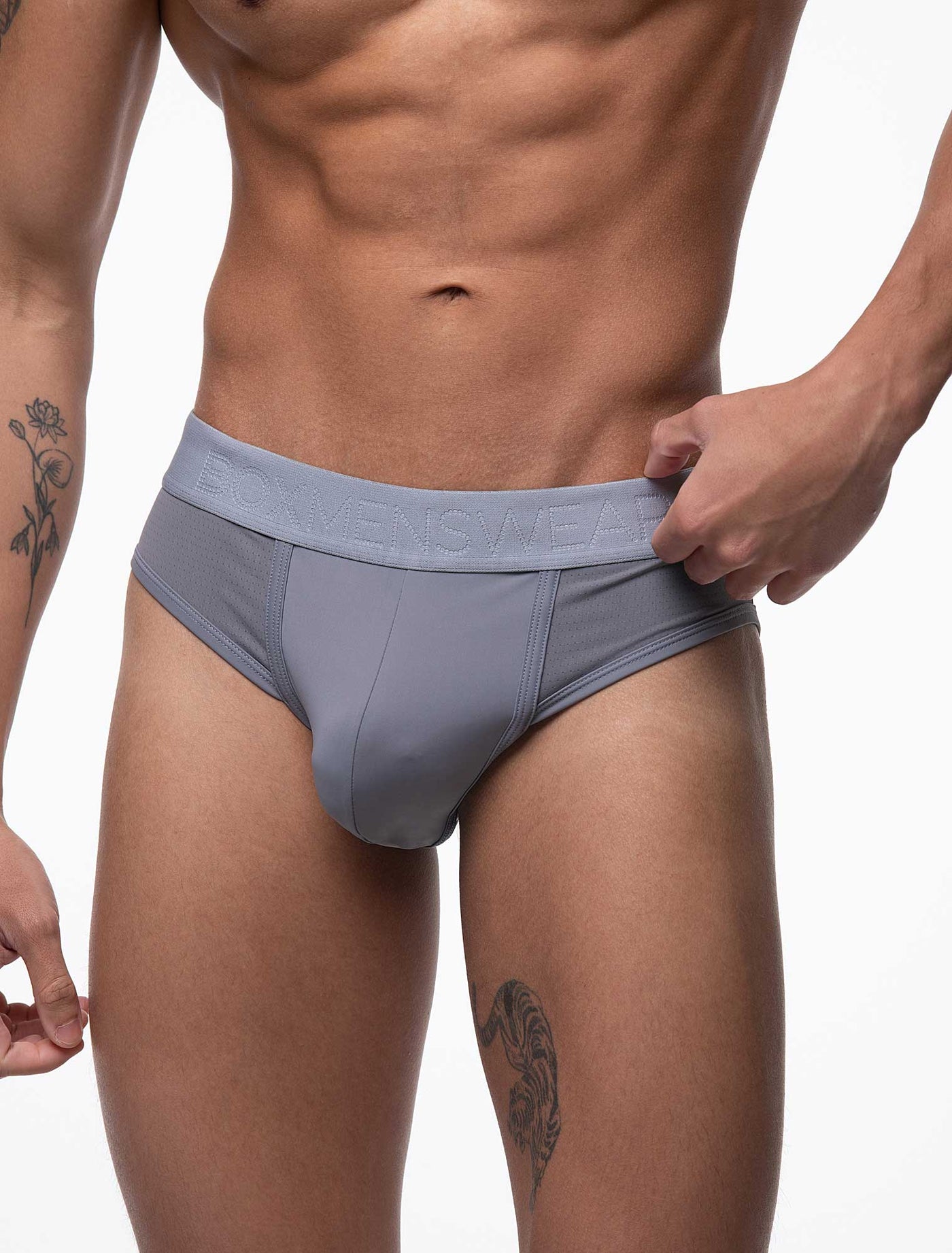 Mesh Panel Briefs - Regal Grey