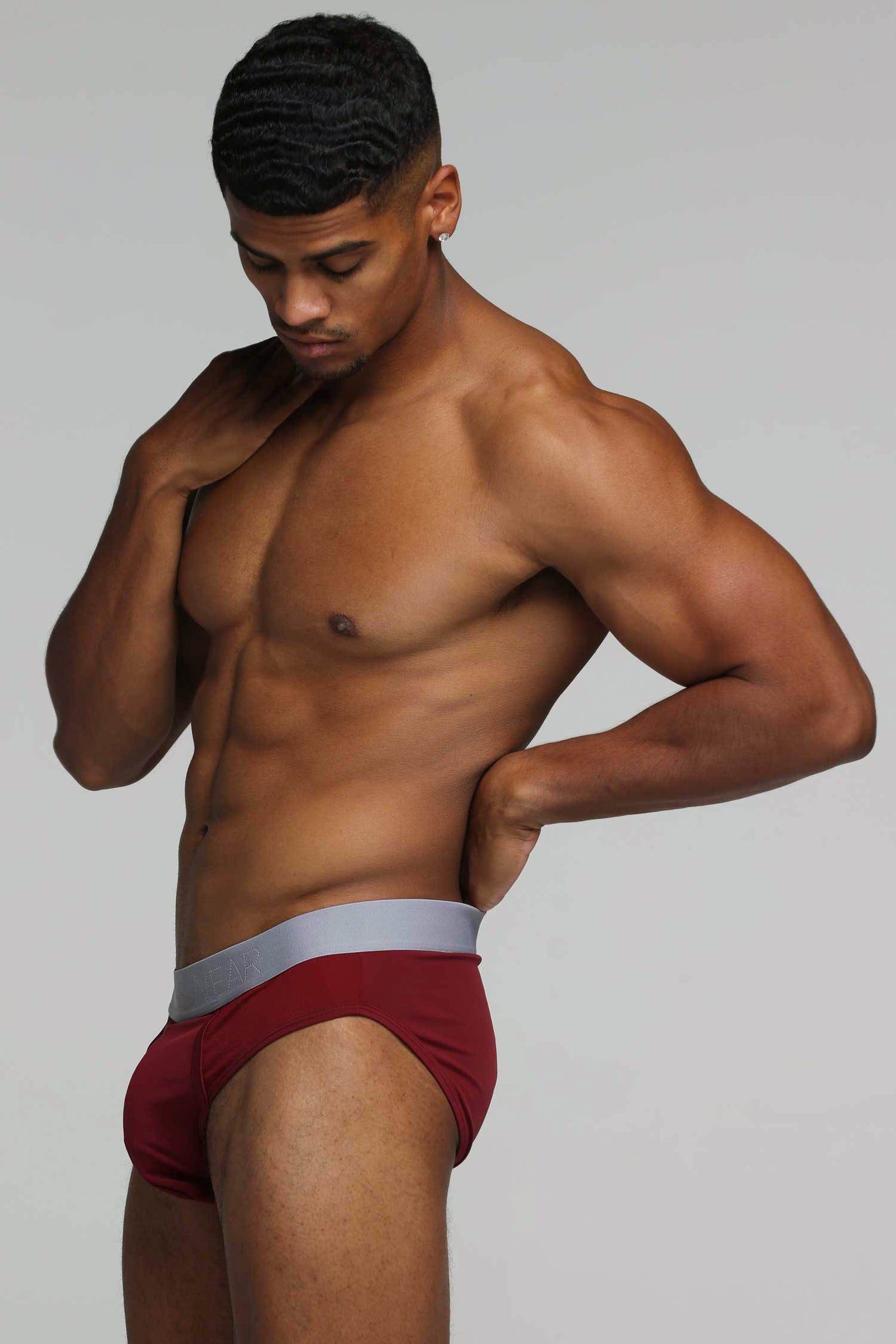 Mesh Panel Briefs - Burgundy Bordeaux