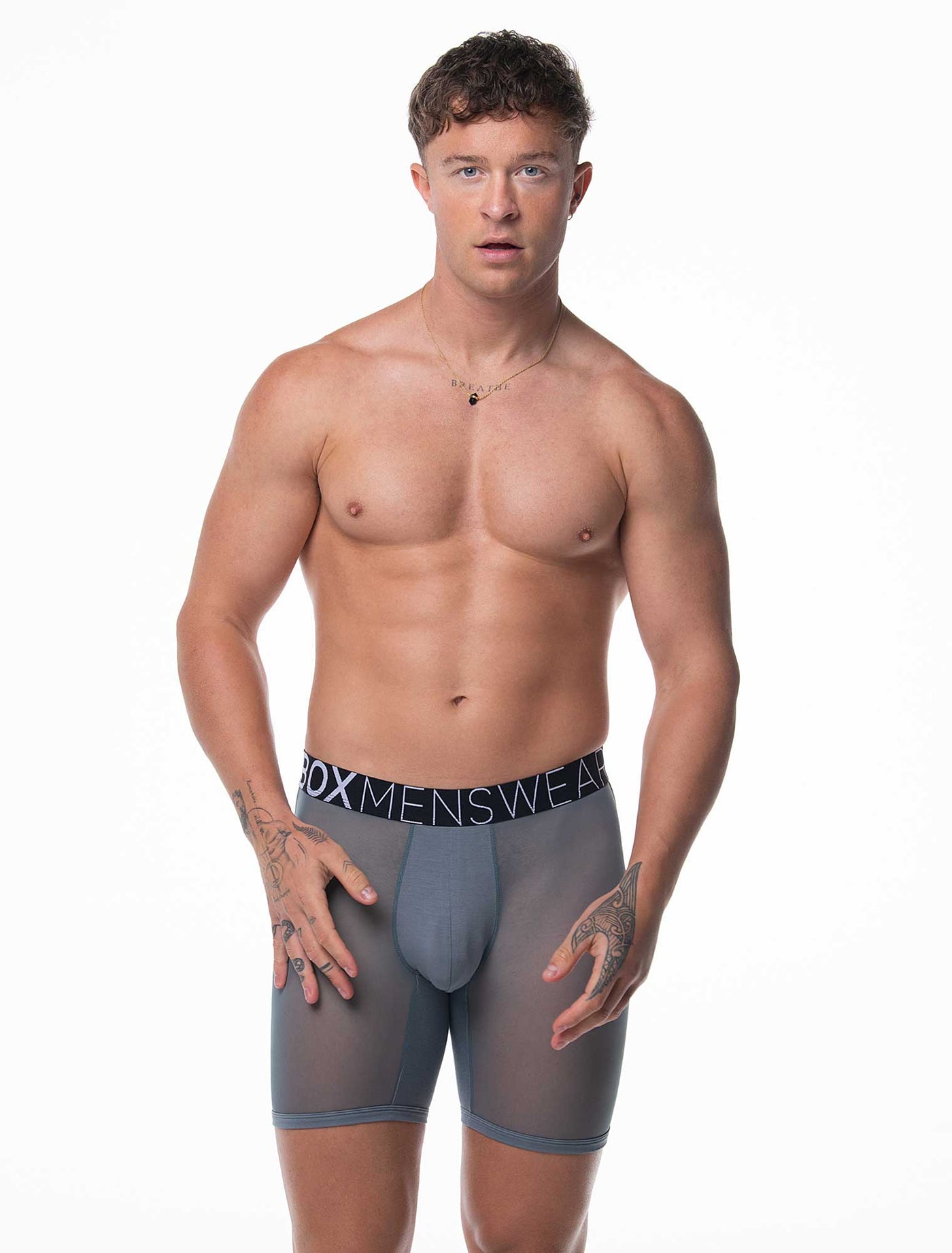 King Fit Mesh Panel - Transparent Crotch: Gun Metal Grey