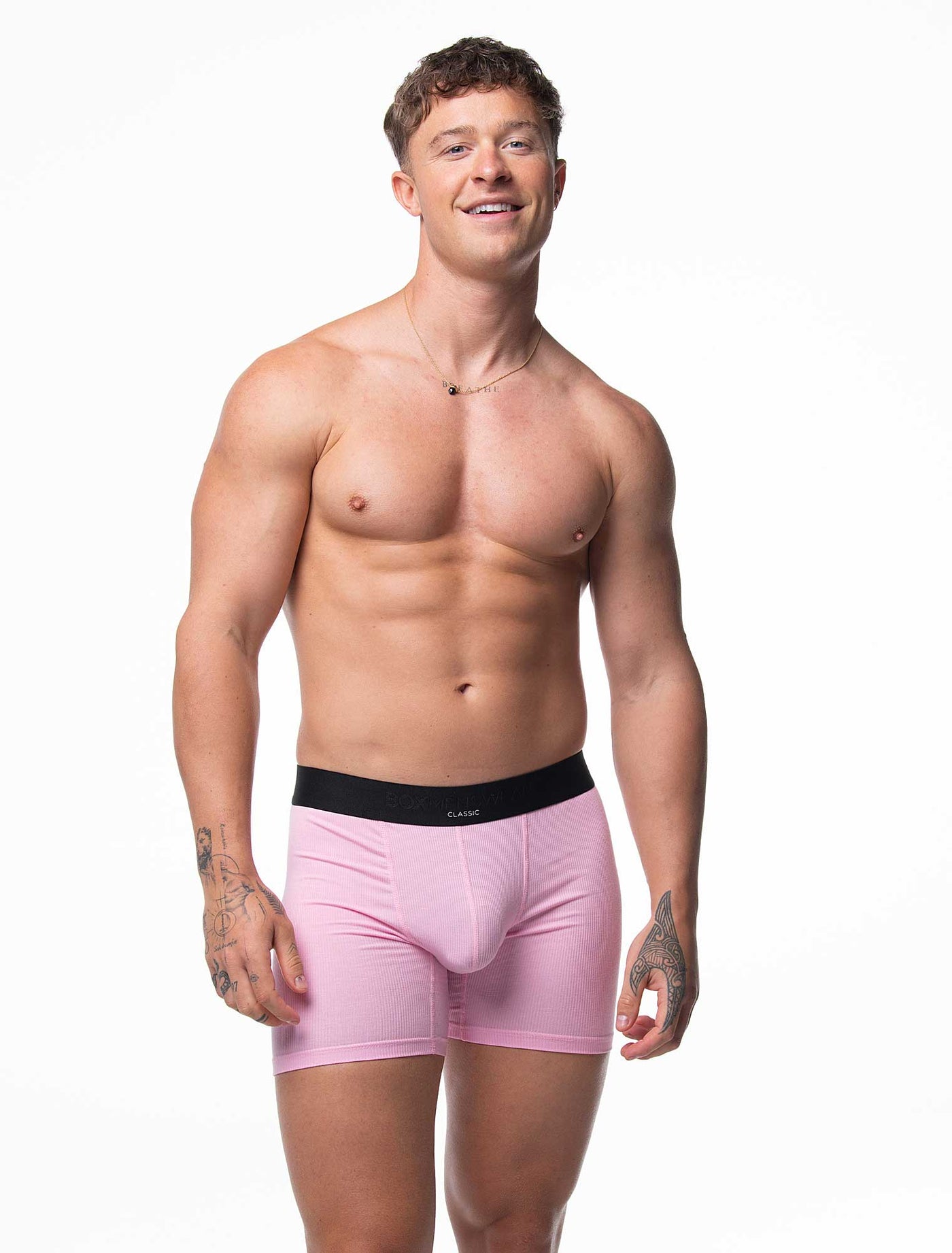 Mens Classic Ribbed Boxers - Pink